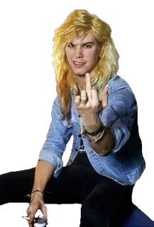 🖕 37ab7ca5 dedo corazón, grosero, gesto, persona, pelo rubio, rock telegram sticker