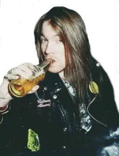 🍺 96662f3a Axl Rose axl rose, guns n roses, cantante, bebiendo, cerveza, estrella de rock telegram sticker