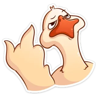 🖕 065c39a3 鹅, 中指, 冒犯手势, 鸟, 卡通 whatsapp sticker