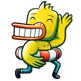 😁 48f1c3a5 アヒル, 漫画, 泳ぐ, 浮き輪, 水泳 telegram sticker