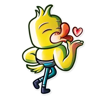 😘 5c63f2f5 漫画, アヒル, 愛, キス, ハート telegram sticker