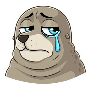 😢 b218e6c2 foca, piangendo, triste, cartone animato, animale, carino, lacrime telegram sticker