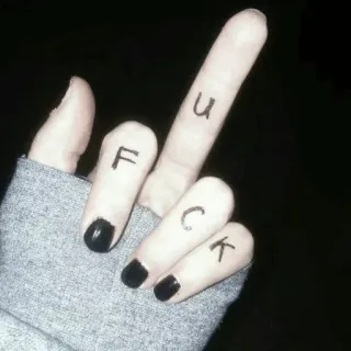 🖕 587d9026 FUCK U 불쾌한, 가운데 손가락, 무례한, 상스러운, 욕설, 몸짓 telegram sticker