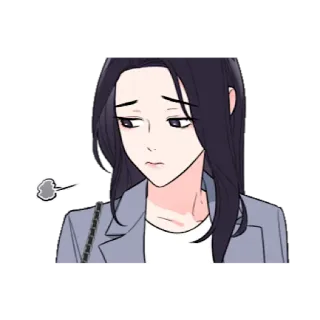 😔 6f114a42 wanita, anime, sedih, khawatir, kelelahan, kecewa whatsapp sticker