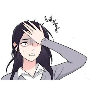 🤦‍♀️ 8e908d8b wanita, kartun, khawatir, stres, kecewa, facepalm whatsapp sticker