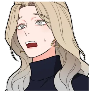 😮 da77c785 wanita, rambut pirang, khawatir, anime, manga, potret whatsapp sticker