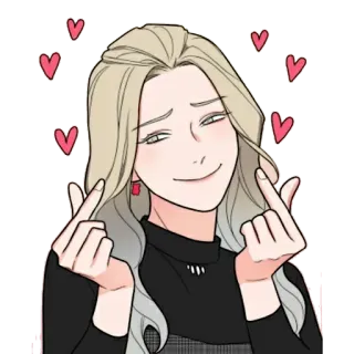 ❤️ f43dee4e wanita, hati, cinta, love sign jari, kartun, ilustrasi whatsapp sticker