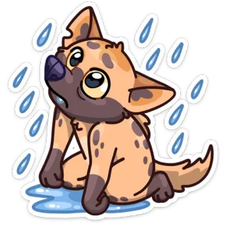 ☔️ 1a6530f4 собака, щенок, дождь, грустный, милый, животное, мультик, наклейка whatsapp sticker