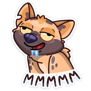 🤤 1df6df8f MMMMM гиена, мультфильм, слюна, животное, стикер whatsapp sticker