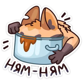 🥘 87c02cbb Ням-ням животное, мультфильм, еда, горшок, милый whatsapp sticker