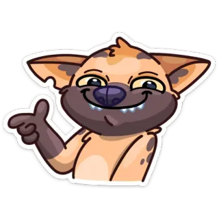 😉 89a773ef Гиена, Мультфильм, Животное, Стикер, Указывает, Смешной whatsapp sticker