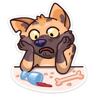 😰 df5ec56a собака, грустный, кость, пролитый напиток whatsapp sticker
