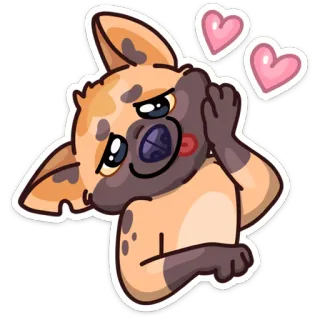 😍 eb955682 собака, мультик, сердечки, любовь, милый, животное, наклейка whatsapp sticker
