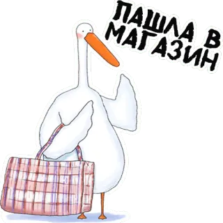 👩‍💼 f9de7d68 ПАШЛА В МАГАЗИН uccello, shopping, cartone animato, negozio, oca whatsapp sticker