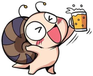 😉 0a948ad3 蜗牛, 卡通, 啤酒, 快乐, 可爱 telegram sticker