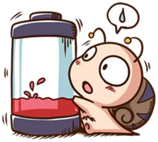 💧 0c2a48d7 蜗牛, 电池, 卡通, 低电量, 疲惫, 筋疲力尽 telegram sticker