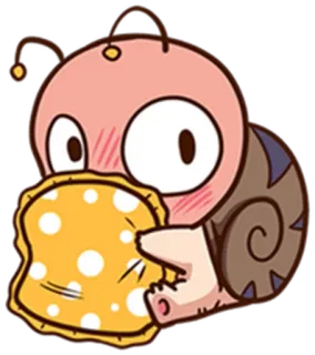 😨 2cbda89c 蜗牛, 可爱, 卡通, 动物, 脸红, 表情符号 telegram sticker