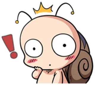 😮 728d64da 蜗牛, 卡通, 可爱, 卡哇伊, 惊喜, 感叹号, 角色 telegram sticker