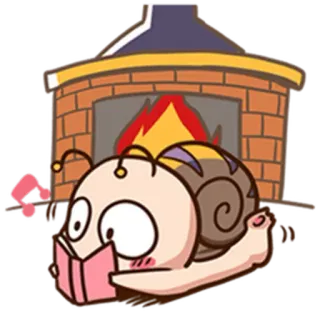 📖 757f0f76 蜗牛, 阅读, 书, 壁炉, 卡通, 可爱, 动画 telegram sticker