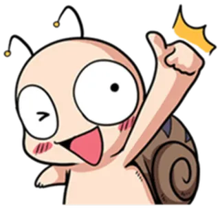 👍 d119ce9e 蜗牛, 卡通, 可爱, 点赞, 开心, 眨眼 telegram sticker