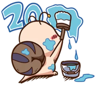 🕗 ee854cae 20 蜗牛, 油漆, 刷子, 可爱, 卡通, 蓝色, 卡哇伊, 动物 telegram sticker