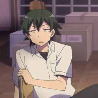 🕸 d04656ca anime, boy, casual, expressionless, bored telegram sticker