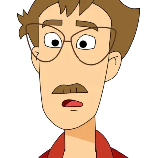 😦 4696008c cartoon, man, glasses, mustache, worried, character whatsapp sticker