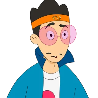 😲 7420962d cartoon, character, person, man, glasses, headband whatsapp sticker
