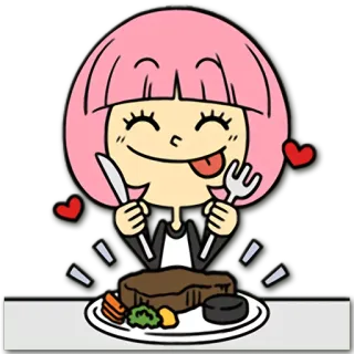 🍖 905274ca manger, nourriture, steak, dessin animé whatsapp sticker
