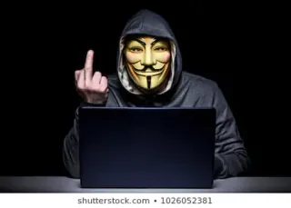 👨‍💻 440bf254 Guy Fawkes ẩn danh, mặt nạ, hacker, ngón giữa, biểu tình telegram sticker