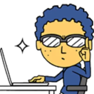 😎 9d4549ee desenho animado, pensando, computador, programador, óculos, ideia telegram sticker