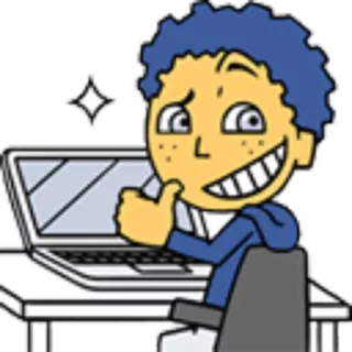 👍 9f8f4cf6 Desenho animado, Polegar para cima, Laptop, Sardas, Menino telegram sticker