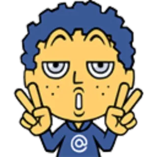 ✌ d0e4dbbe desenho animado, símbolo da paz, personagem, amarelo, azul telegram sticker