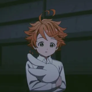 ⛓ 9f720f2a Emma The Promised Neverland Anime, Charakter, Mädchen, Emma, Hasenplüschtier, The Promised Neverland whatsapp sticker