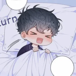 🦢 15878dcc мультфильм, сонный, милый, персонаж, кровать, пижама, утро telegram sticker