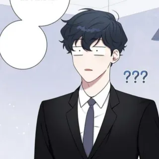 🦢 62349fa3 ??? мужчина, вопрос, костюм, мультфильм, думает, выражение telegram sticker