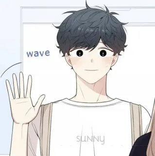 🦢 8b73b0ee wave мальчик, машет, милый, приветствие, мультик, человек telegram sticker