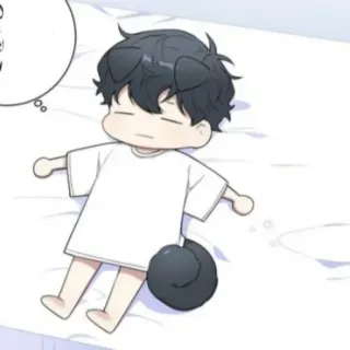 🦢 9e4a1b7f Аниме, Чиби, Мультфильм, Спящий, Милый, Собачий хвост telegram sticker