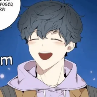 🦢 dfd7a733 мультяшный персонаж, милый мальчик, улыбается, стиль аниме telegram sticker