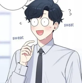 🦢 e824733d sweat пот, нервный, смущенный, мужчина, в стиле аниме, встревоженный, мультфильм, эмоция telegram sticker
