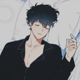 ✨ 5a90cb66 tidur, pria, anime, kartun, santai, piyama telegram sticker