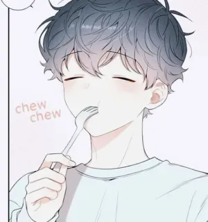 ✨ 6b44b006 chew chew makan, mengunyah, anime, manga, ilustrasi, imut, makanan telegram sticker