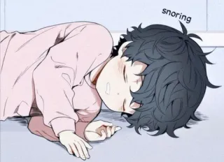 ✨ 6f2f692e snoring tidur, mendengkur, gaya anime, kartun, lelah telegram sticker