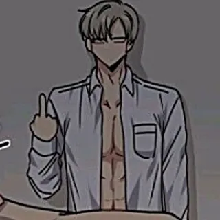 🧸 df956f4b 中指, 冒犯, 手势, 男人, 赤膊, 卡通 telegram sticker