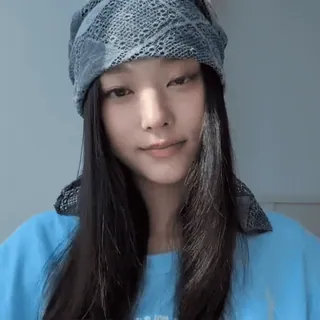 🎐 92c0800d mulher, menina, pessoa, retrato, lenço, camisa azul, asiática telegram sticker