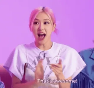 👏 ea102a19 That's awesome! woman, awesome, excitement, pink hair, person telegram sticker