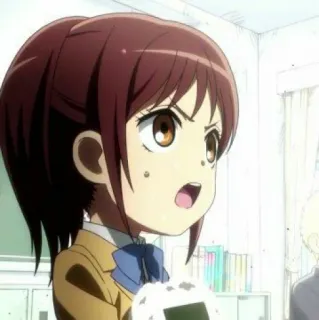 ⚔ 7fd789f4 Sasha Braus Attack on Titan Anime, Sasha Braus, Atak Tytanów, Mundur szkolny, Jedzenie, Onigiri telegram sticker