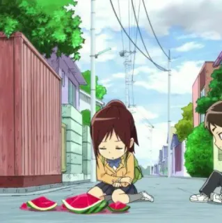 ⚔ fa007f2f anime, smutny, arbuz, porażka, uczennica telegram sticker