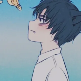 ➿ 12f289c5 Аниме, Кошачьи ушки, Парень, Милый, Иллюстрация telegram sticker