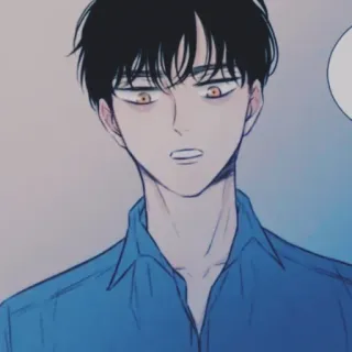 ➿ 895821b2 мужчина, портрет, иллюстрация, мультфильм, корейский, синяя рубашка, мужской telegram sticker